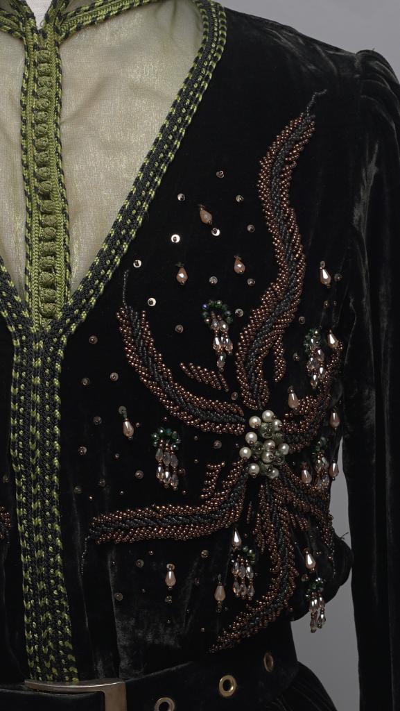 Green velvet caftan