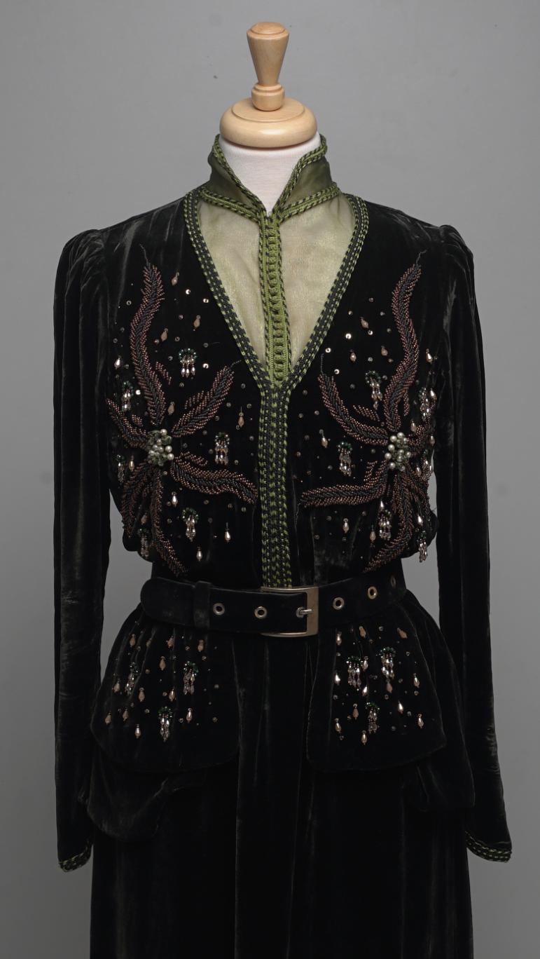 Green velvet caftan