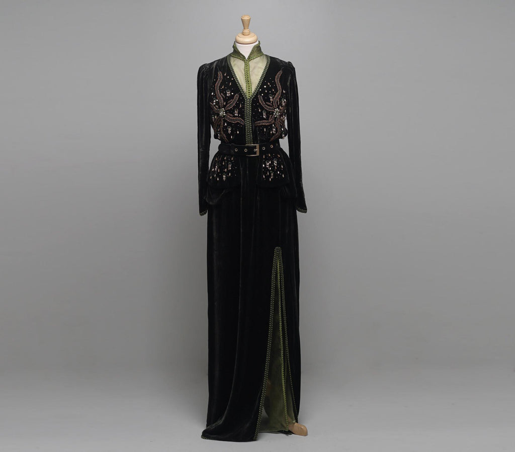 Green velvet caftan