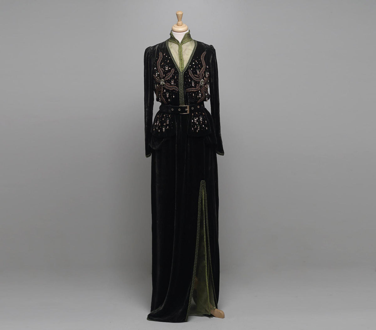 Green velvet caftan